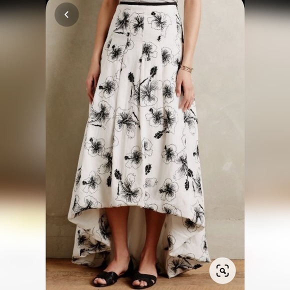 Tracy Reese Anthropologie sequined beaded Hibiscus high low Skirt size 2 - Picture 3 of 8